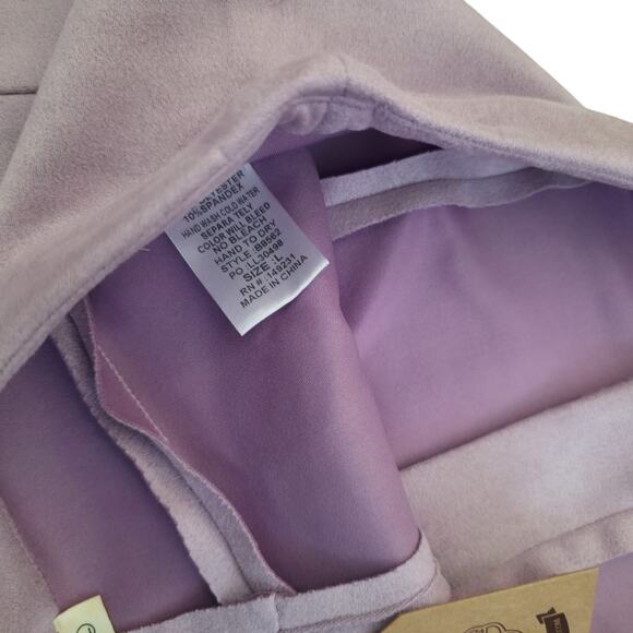 Kori America Faux Suede Velour Lilac Purple High Waist Shorts Women Sz L - Picture 9 of 10